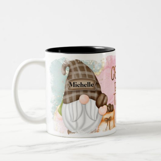 Cute Personalized Gnome Tweekleurige Koffiemok (Links)