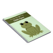 Cute Personalized Green Frog Hoppy Thoughts Notitieboek (Rechterzijde)