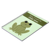 Cute Personalized Green Frog Hoppy Thoughts Notitieboek (Linkerzijde)