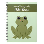 Cute Personalized Green Frog Hoppy Thoughts  Notitieboek (Voorkant)