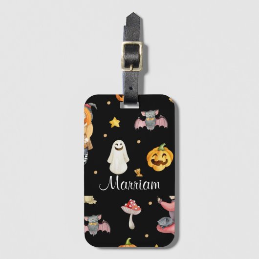 Cute Personalized Halloween Bagagelabel (Voorkant (verticaal))