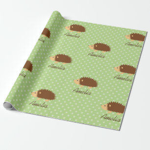 Cute personalized hedgelpolkadot wrappaper cadeaupapier