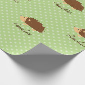 Cute personalized hedgelpolkadot wrappaper cadeaupapier (Hoek)