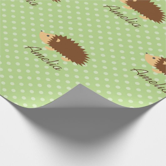 Cute personalized hedgelpolkadot wrappaper cadeaupapier (Hoek)