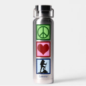 Cute Personalized Hiker Peace Love Hiking Waterfles (Achterkant)