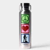 Cute Personalized Hiker Peace Love Hiking Waterfles (Voorkant)