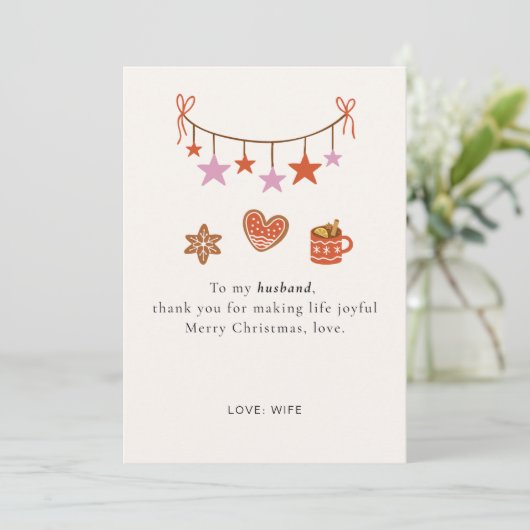Cute Personalized Husband Christmas Card Feestdagenkaart (Staand voorkant)