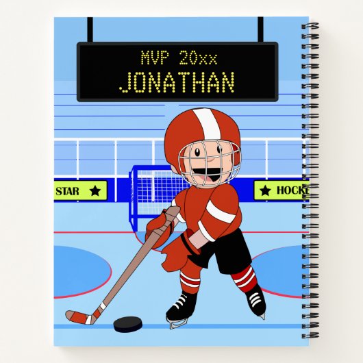 Cute Personalized Ice Hockey star rw Notitieboek (Achterkant)