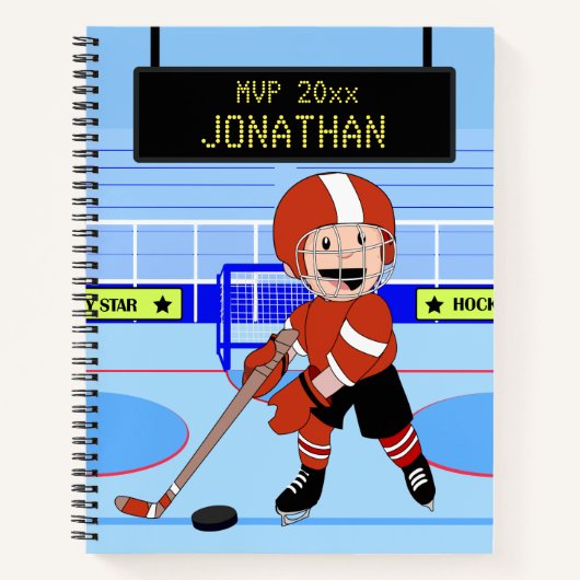 Cute Personalized Ice Hockey star rw Notitieboek (Voorkant)