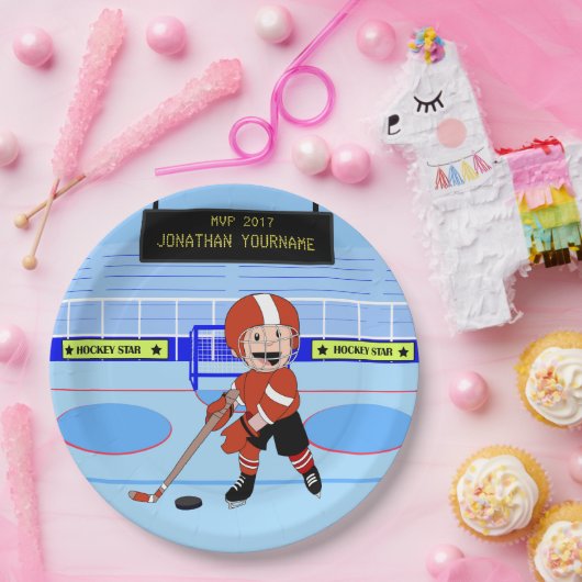 Cute Personalized Ice Hockey star RW Papieren Bordje (Feest)