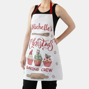 Cute Personalized Kerstbaking Crew Schort