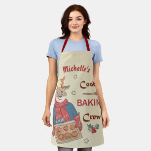 Cute Personalized Kerstbaking Crew Schort