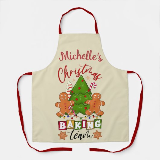 Cute Personalized Kerstbaking Team Schort (Voorkant)