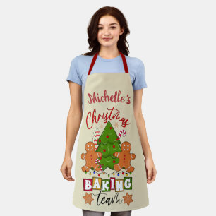 Cute Personalized Kerstbaking Team Schort