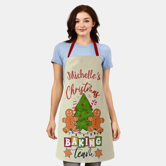 Cute Personalized Kerstbaking Team Schort (Gedragen)