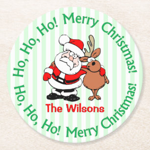 Cute Personalized kerstkerstkerstkerstman Ronde Kartonnen Onderzetter