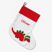 Cute Personalized Kerstmis Dinosaur Stocking Grote Kerstsok (Voorkant (Hangend))