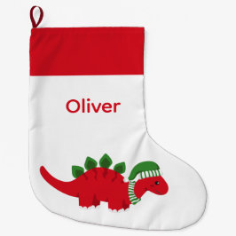 Cute Personalized Kerstmis Dinosaur Stocking Grote Kerstsok