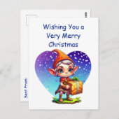 Cute Personalized Kerstmis Elf Briefkaart (Voorkant / Achterkant)