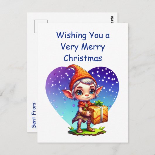 Cute Personalized Kerstmis Elf Briefkaart (Voorkant / Achterkant)