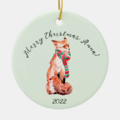 Cute Personalized Kerstmis Fox Keramisch Ornament (Voorkant)