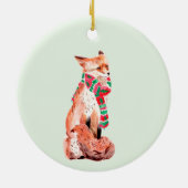Cute Personalized Kerstmis Fox Keramisch Ornament (Achterkant)