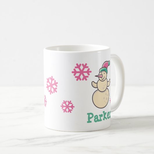 Cute Personalized Kerstwinter Snowman Koffiemok (Voorkant rechts)