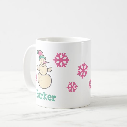 Cute Personalized Kerstwinter Snowman Koffiemok (Voorkant links)
