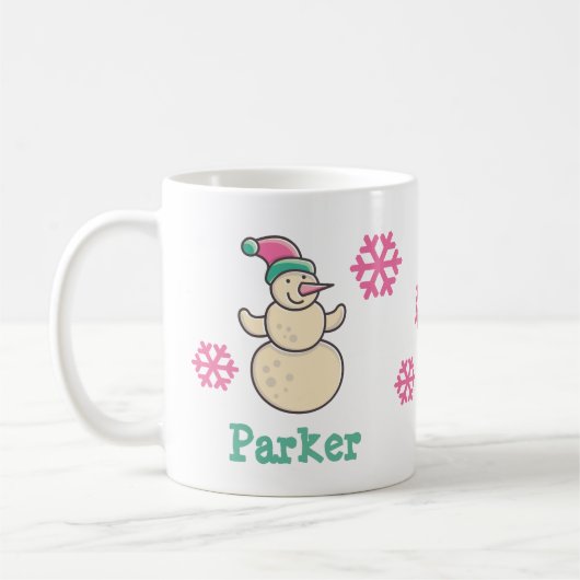 Cute Personalized Kerstwinter Snowman Koffiemok (Links)