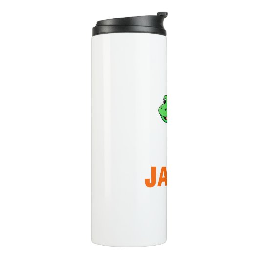 Cute Personalized Kids Name Dinosaur Thermosbeker (Gedraaid links)