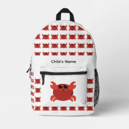 Cute Personalized Kid's Name Red and White Crab Bedrukte Rugzak
