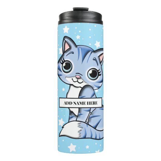 Cute Personalized Kitten Thermal Tumbler Thermosbeker (Voorkant)