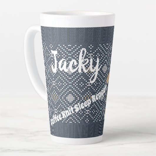 Cute Personalized Knitting Gift Idee Latte Mok (Linkerhoek)