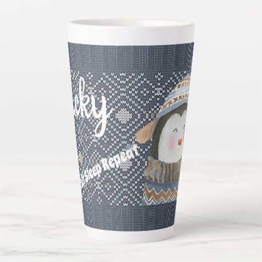 Cute Personalized Knitting Gift Idee Latte Mok (Voorkant)