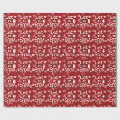 Cute Personalized Let it Snow Red Linen Snowman Cadeaupapier (Vlak)