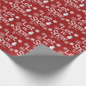 Cute Personalized Let it Snow Red Linen Snowman Cadeaupapier (Hoek)