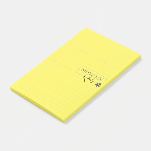 Cute Personalized Lined Simple Modern Yellow Post-it® Notes (Schuin)