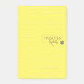 Cute Personalized Lined Simple Modern Yellow Post-it® Notes (Voorkant)