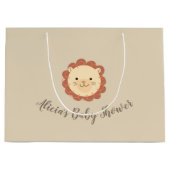 Cute Personalized Little Lion Baby shower Gift Bag Groot Cadeauzakje (Voorkant)