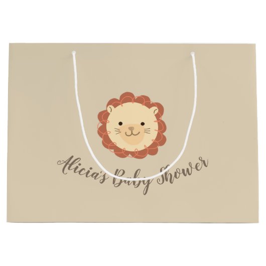 Cute Personalized Little Lion Baby shower Gift Bag Groot Cadeauzakje (Voorkant)