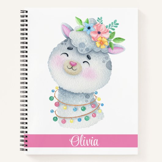 Cute Personalized Llama Notitieboek (Voorkant)