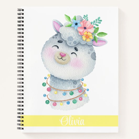 Cute Personalized Llama Notitieboek (Voorkant)