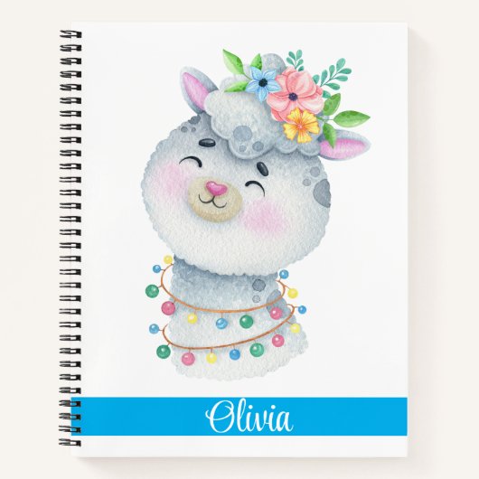 Cute Personalized Llama Notitieboek (Voorkant)