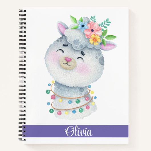 Cute Personalized Llama Notitieboek (Voorkant)