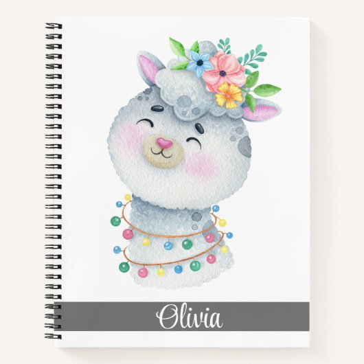 Cute Personalized Llama Notitieboek (Voorkant)