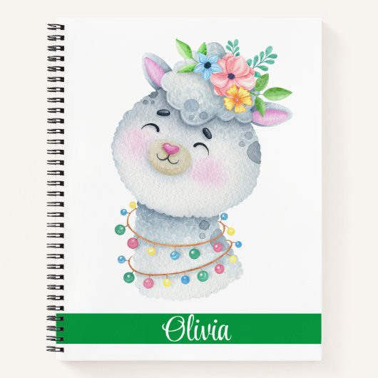 Cute Personalized Llama Notitieboek (Voorkant)