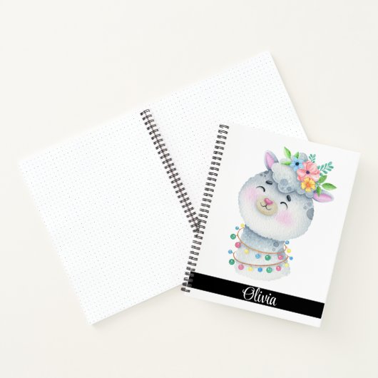 Cute Personalized Llama Notitieboek (Binnen)