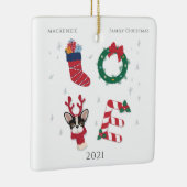 Cute Personalized Love KerstFamily Reunion Keramisch Ornament (Rechts)