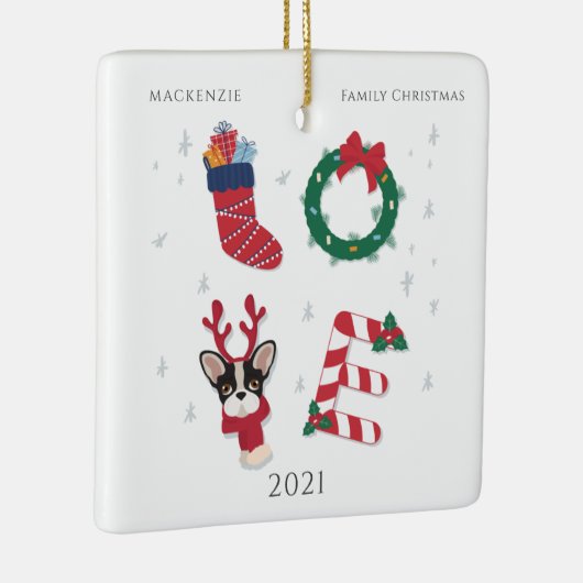 Cute Personalized Love KerstFamily Reunion Keramisch Ornament (Rechts)