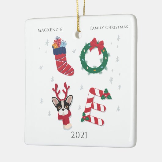 Cute Personalized Love KerstFamily Reunion Keramisch Ornament (Links)